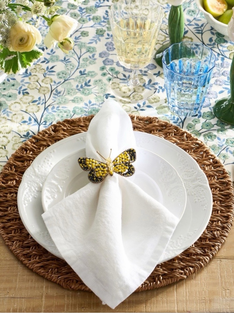 Pottery Barn Beaded Butterfly Napkin Rings, 2 sets